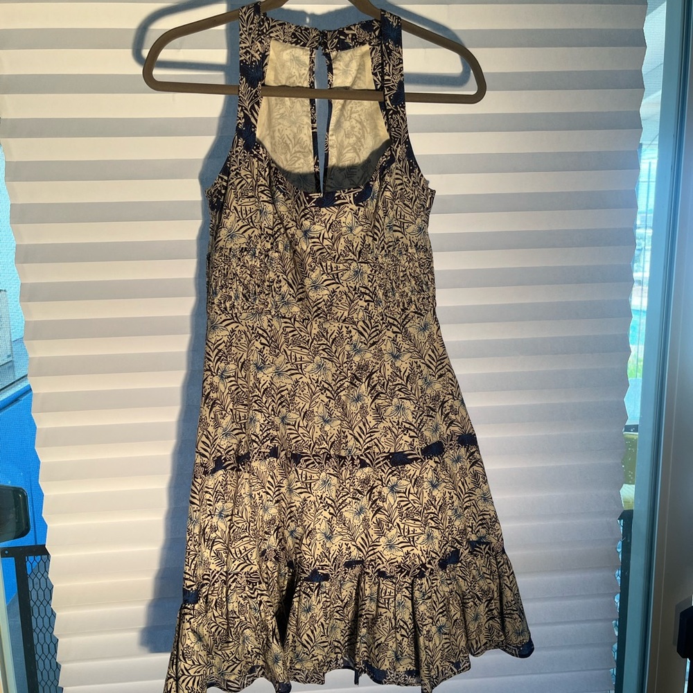 Karen Millen 100% cotton sleeveless sundress. Size 8, navy, bright blue, white.